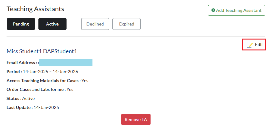 edit TA's permissions